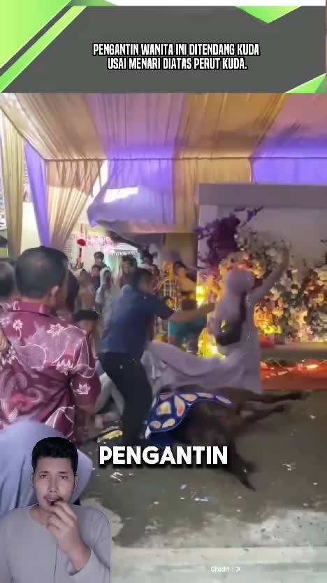 Pengantin Wanita Ini ditendang kuda yang dijadikan Alsa untuk menari. #videoviral  #faktaviral 