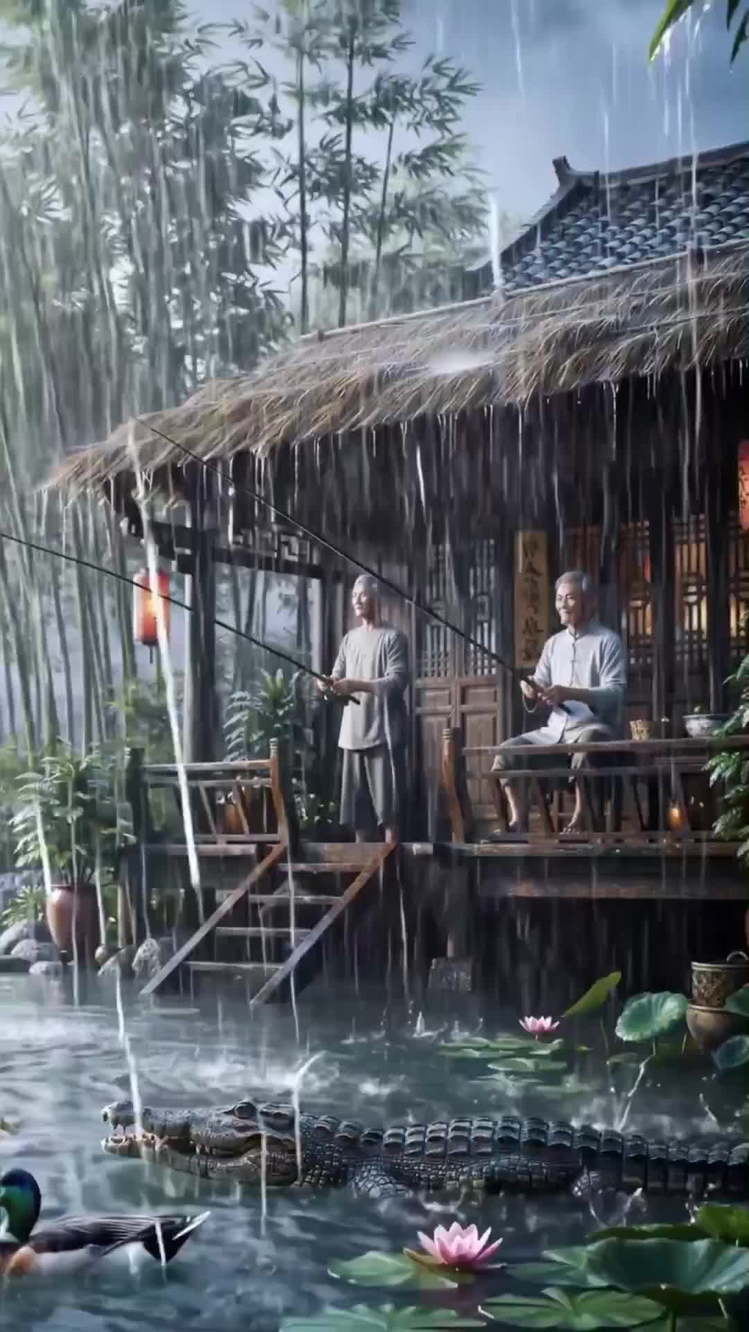 kakek gak sadar kalau di kolamnya ada.. 
