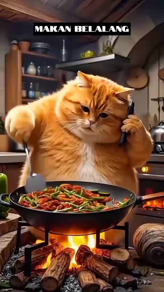 Kucing dan singa Pesta makan belalang #kucinglucu #animasi  #kartun