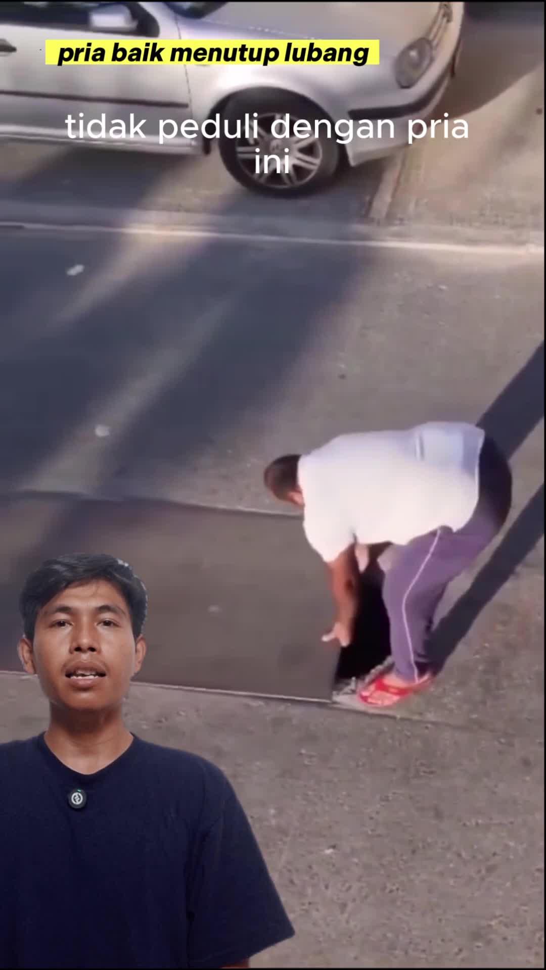 pria penutup lubang jalan #jalan #pria #keren 
