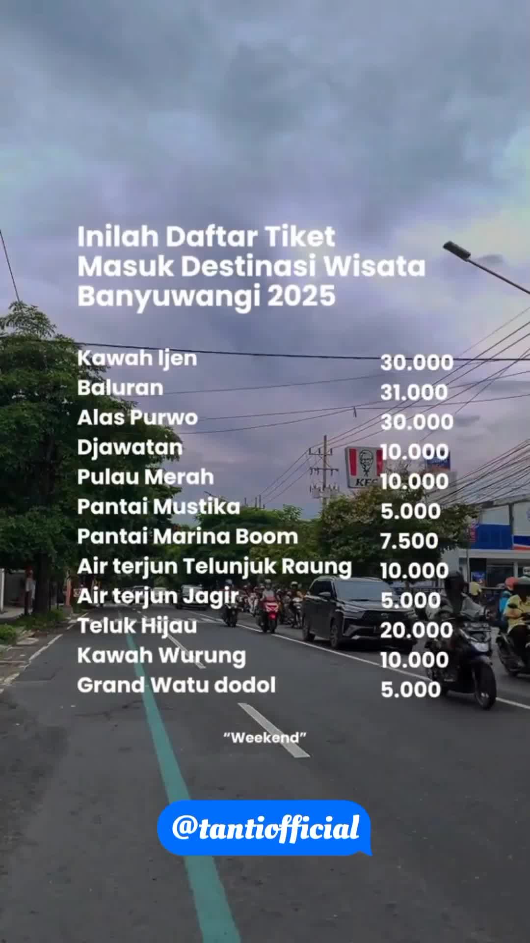 daftar tiket destinasi wisata di Banyuwangi 2025✨ #banyuwangi #explore 