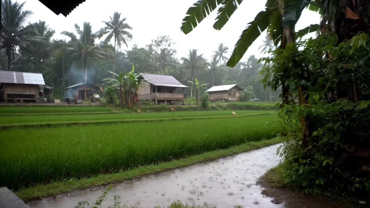 Rintik di Sawah Hujan yang Membasuh Pedesaan #mandihujan #hujan #hujandijalanan 