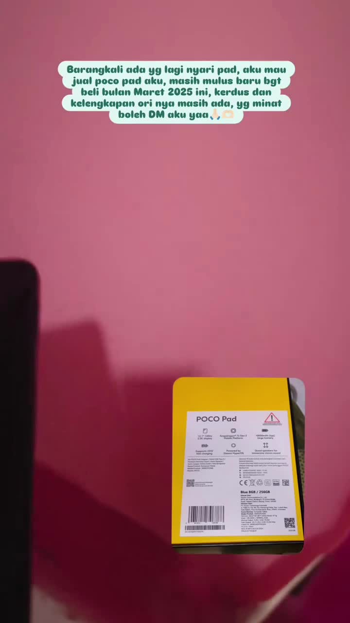 Jual Poco Pad 8/256GB (Beli Bln Maret 2025) layar 12.1 inch 2.5K 120Hz, Baterai 10000mAh, Snapdragon 7s Gen 2
Mulus, Lengkap Box, Charger Or