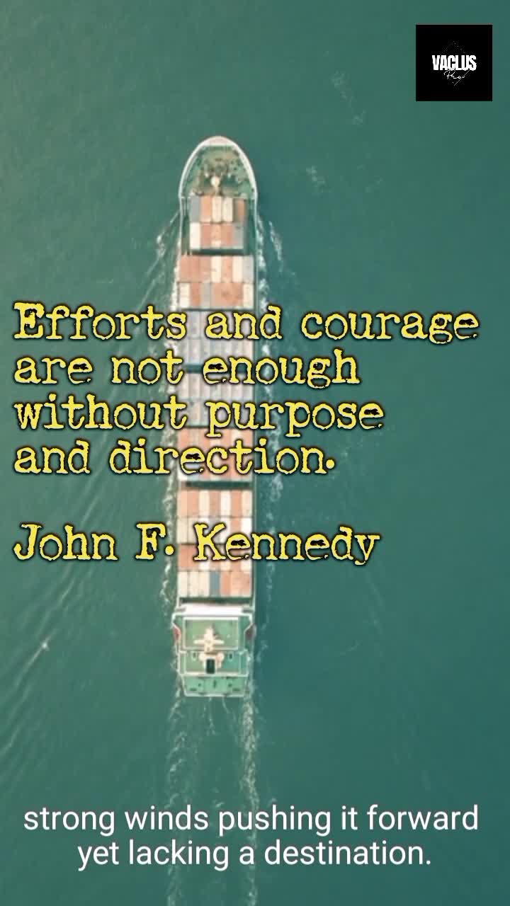 Efforts and courage are not enough without purpose and direction.

John F. Kennedy


