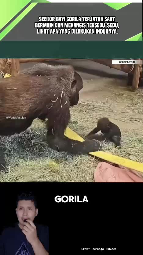 Seekor bayi Gorila Terjatuh Saat Bermain dan menangis tersedu-sedu, Lihat Apa Yang dilakukan induknya.
 #gorila  #bayi  #kasihsayang #induk 