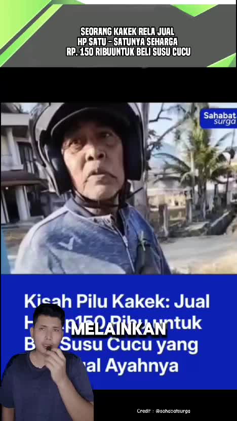 Kisah Pilu Seorang Kakek Rela Jual Hp Seharga Rp. 150 ribu untuk beli susu cucu. #kisah  #pilu  #kakek  #jualhp  #videoedukasi 