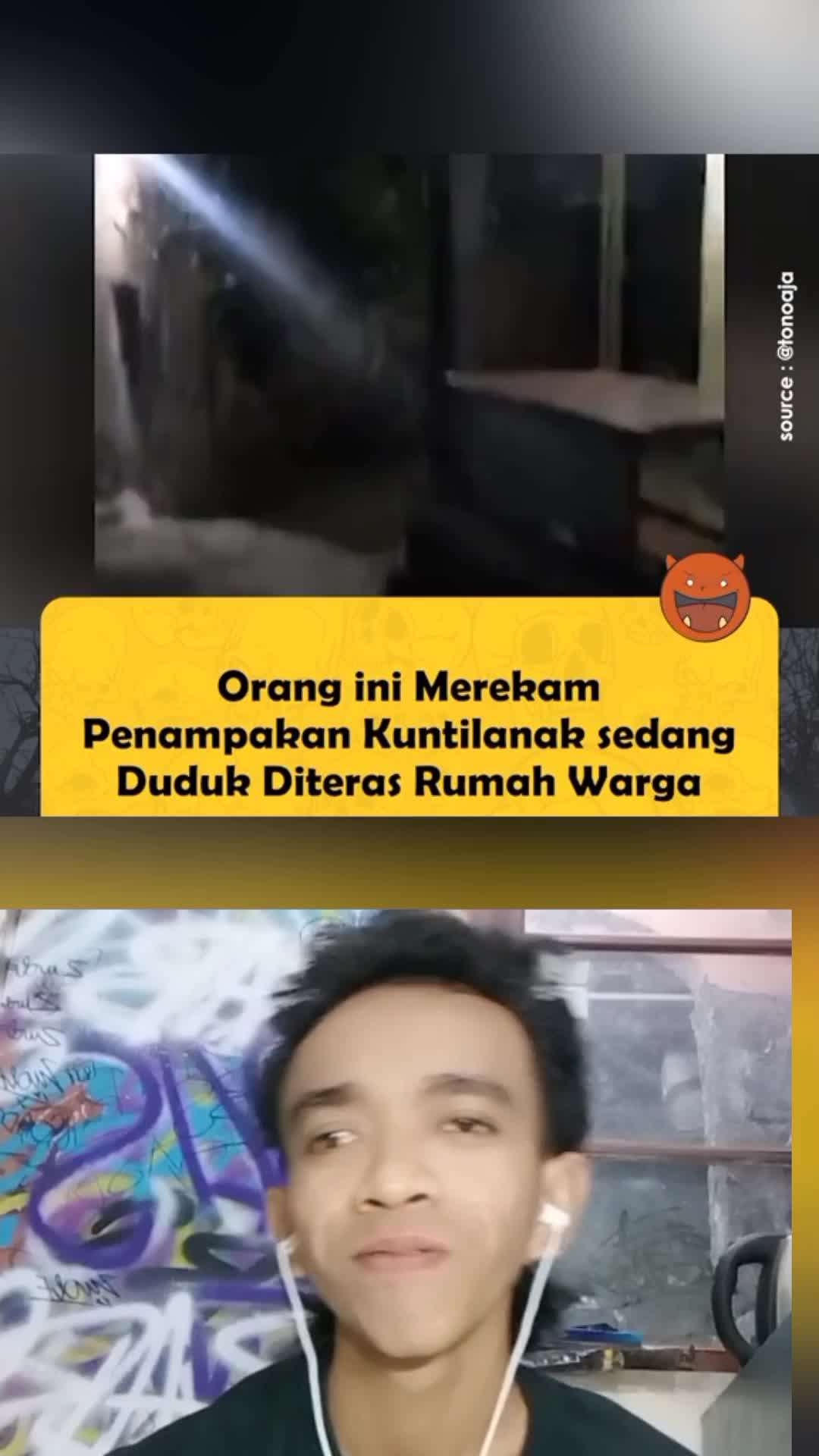 orang ini merekam 
penampakan kuntilanak 
sedang duduk di teras 
rumah warga #reactiont #duett #humor #horor #virall 