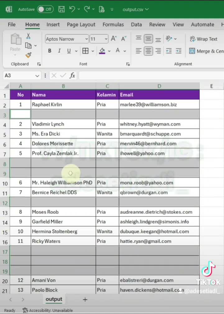 Hapus Data Jutaan baris dalam sekejap di Excel