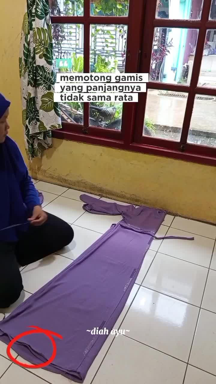 penjahit rumahan | memotong gamis yg panjang nya tidak sama rata #penjahit #fyp 