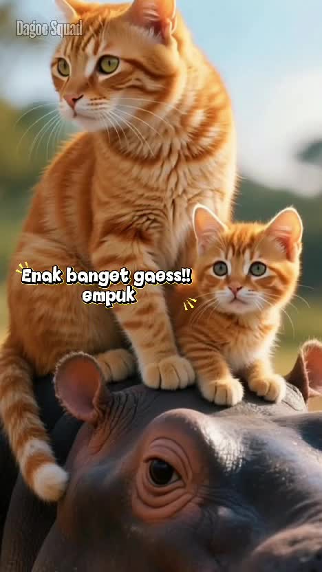Si oyen naik Kudanil #kucinglucu #sioyen #kudanil #hippo #funnycat