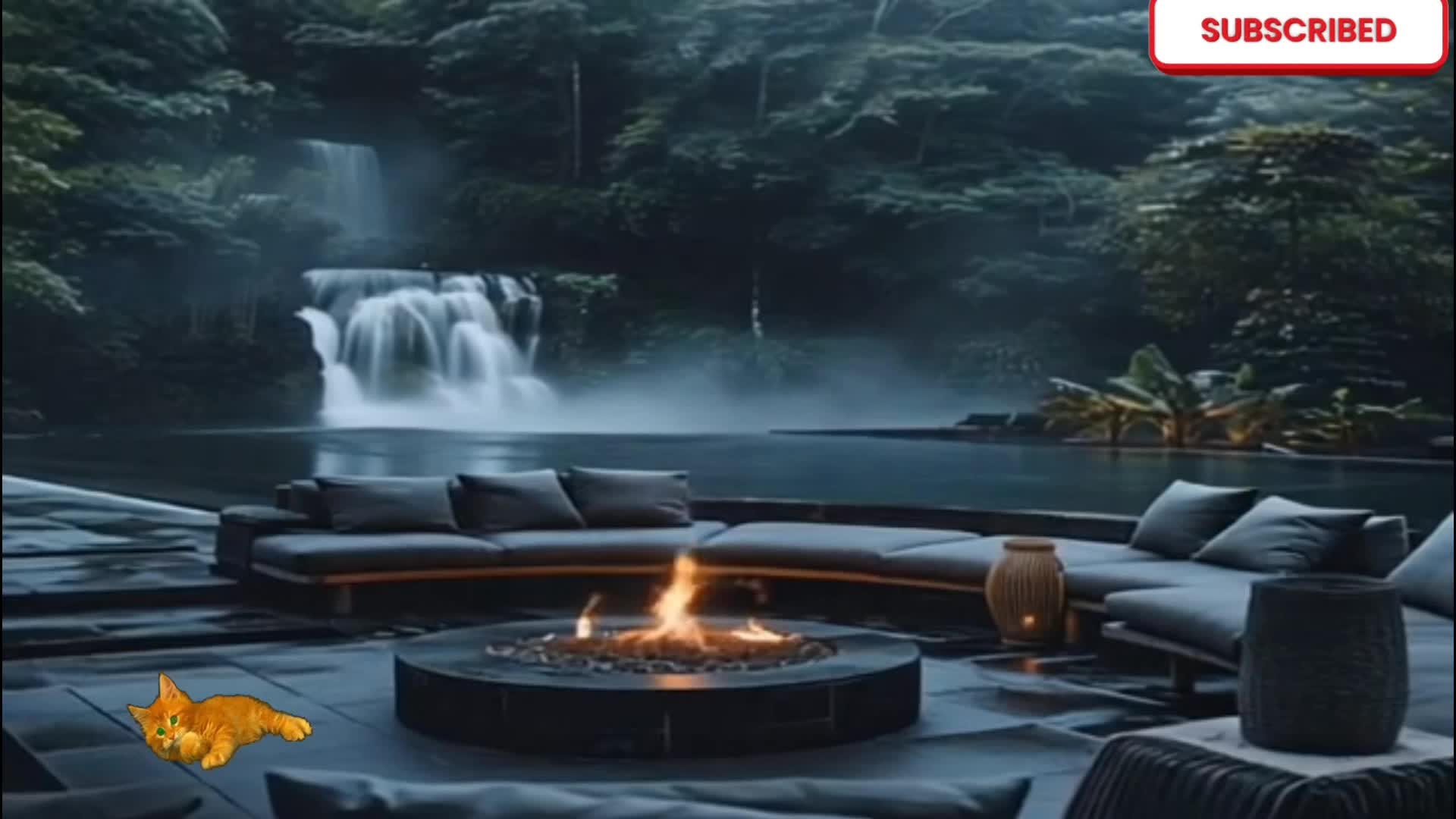 waterfall with fireplace  #fyp 
