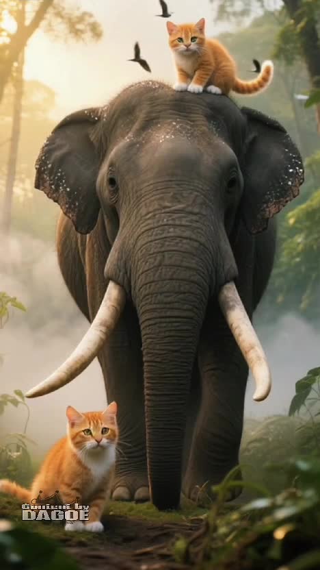 kucing naik gajah  #kucinglucu 
