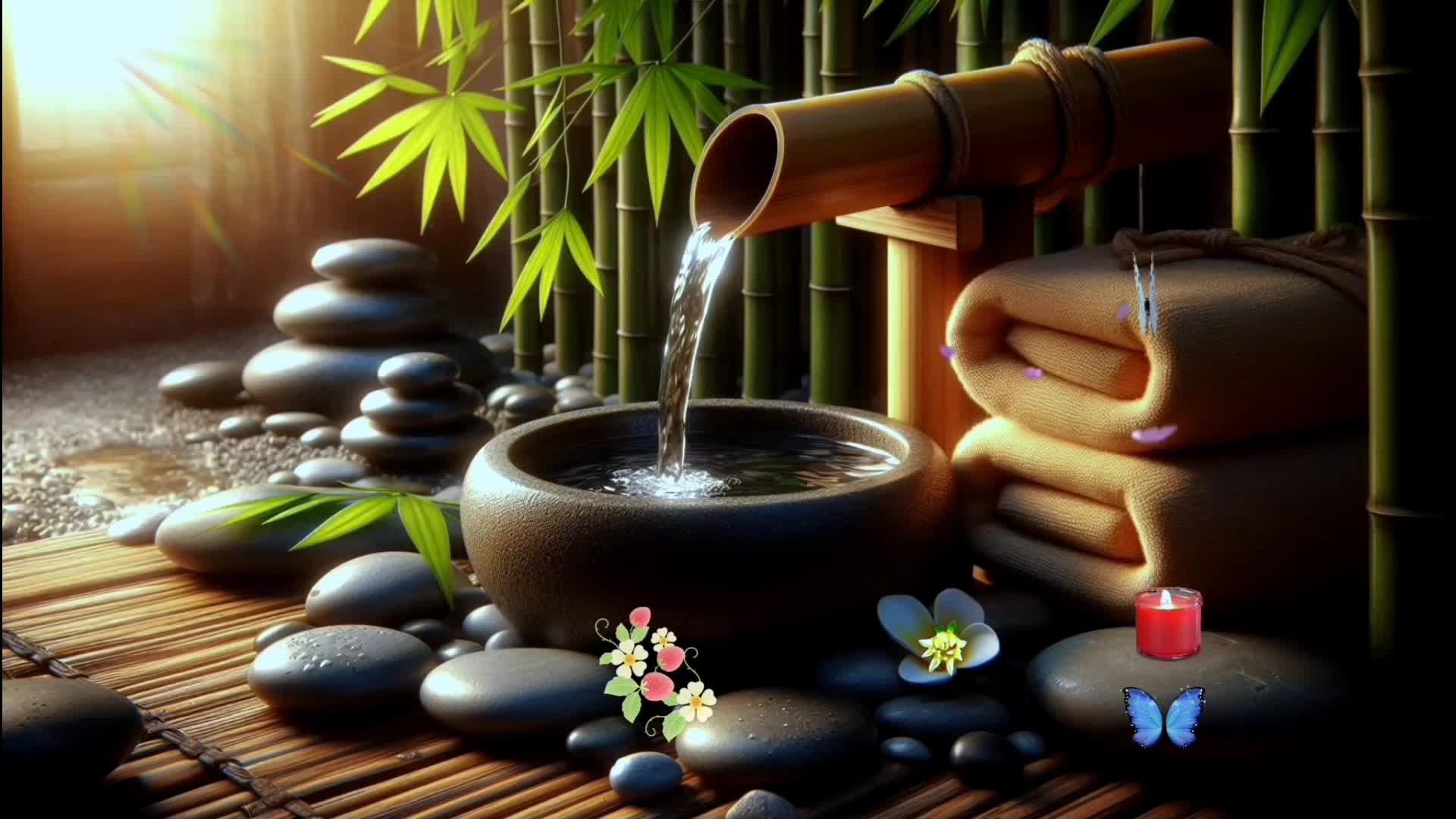 air mengalir dari bambu ala pedesaan