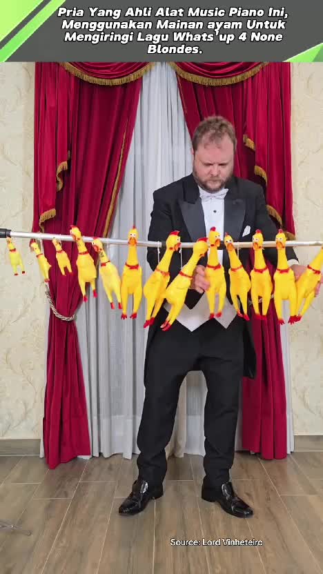 Unik, Pria Ini Gunakan Mainan Ayam Iringi Lagu Whats'up 4 None Blondes. #videoviral  #infounik  #faktaunik  #faktaviral 