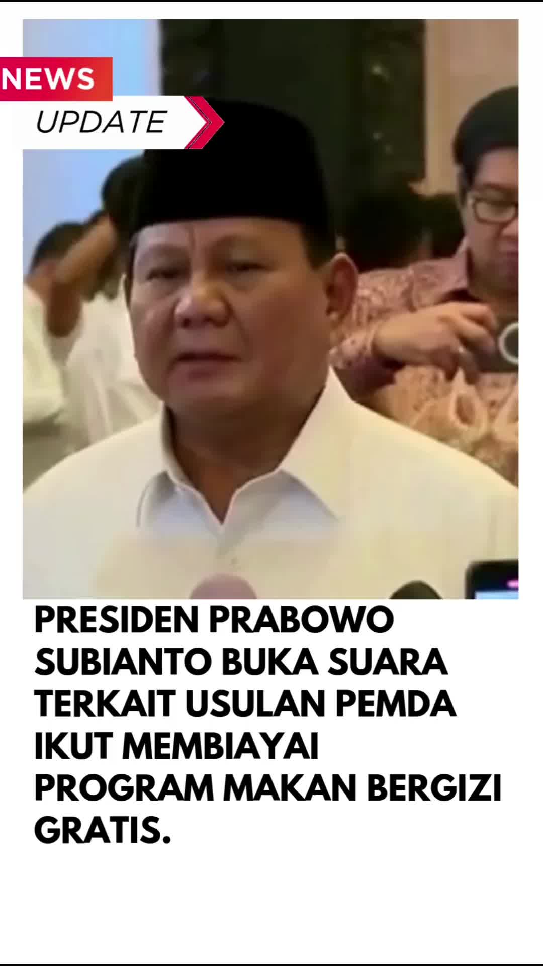 Presiden Prabowo Subianto buka suara terkait usulan pemda ikut membiayai program makan bergizi gratis.