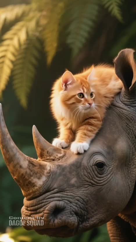 Kucing naik badak #kucinglucu #funnycats #badak