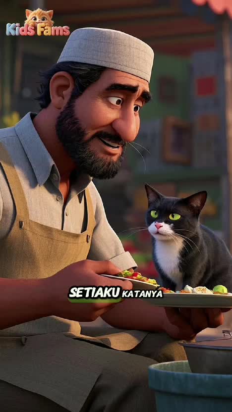 Kucing Pasar dan Penjual Ikan #ceritaanak #kucinglucu #kucing #cat 