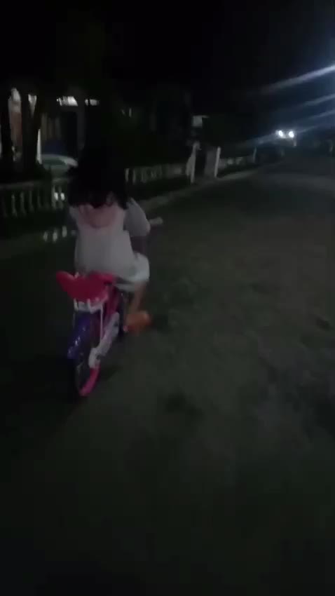 Anaknya lagi belajar sepeda !!!
semangat.....
 #belajar 
