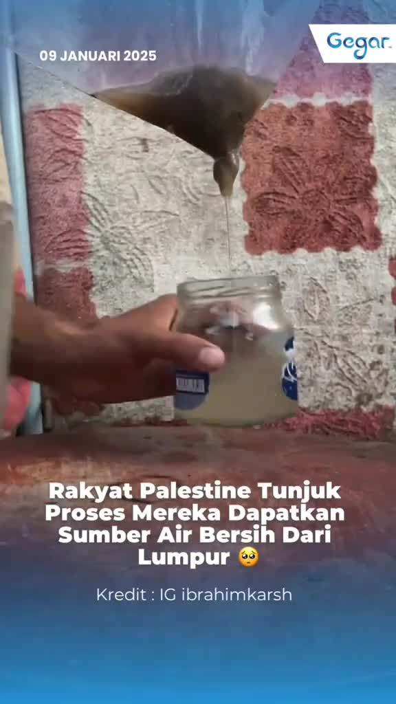 cara rakyat Gaza mendapatkan sumber air bersih menggunakan kapas dan tisu
