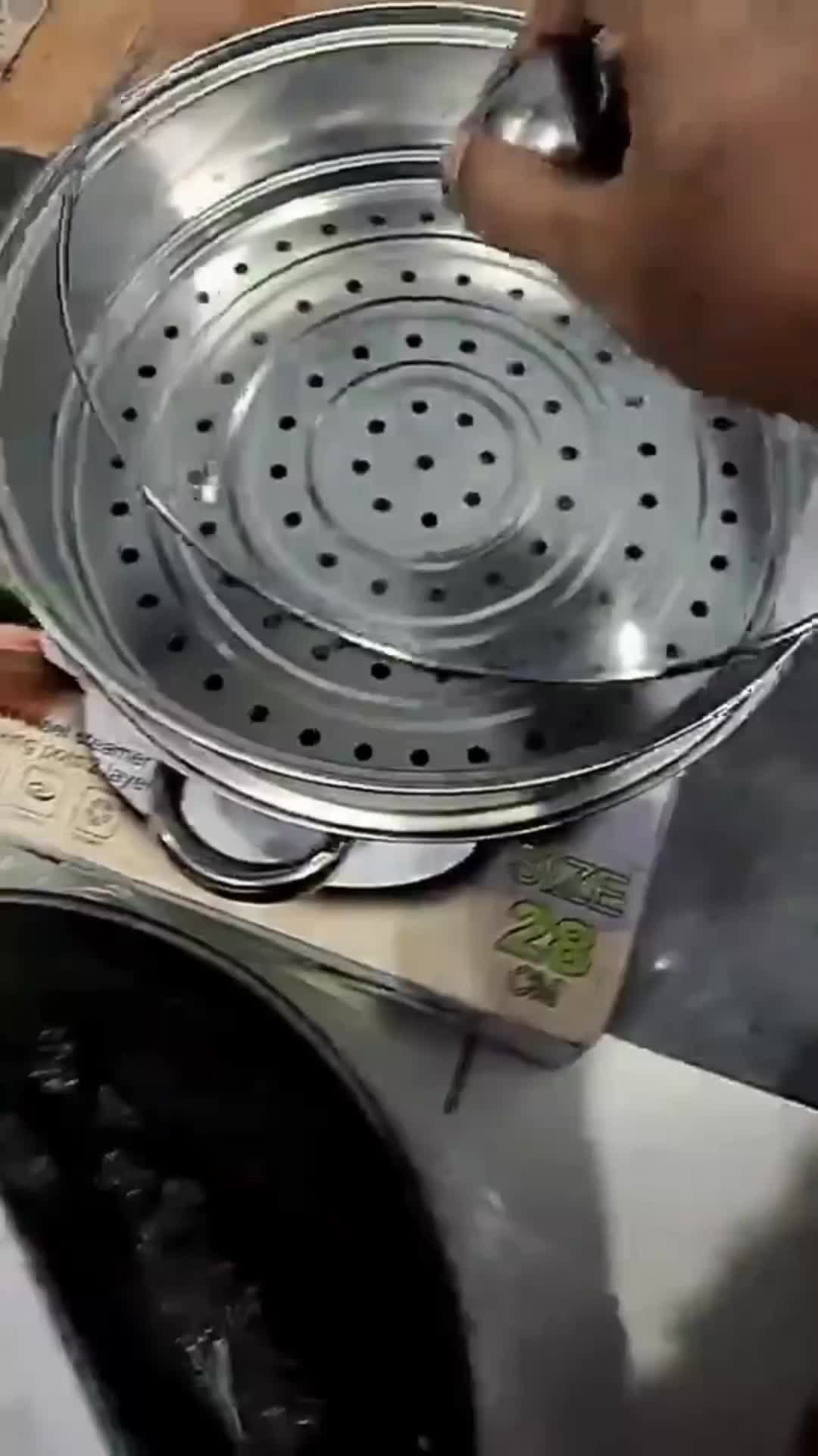 (SS) Paket Hemat Spesial Wajan Diamond Penggorengan Diameter 32cm + Panci Sup Kukus 2 Susun + Pisau Set 6in1