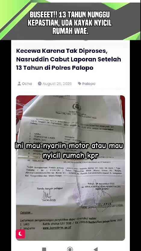 Pria Ini Cabut Laporan Kehilangan Motor Setelah 13 Tahun Menunggu.  #buset  #laporan  #dicabut  #edukasi 