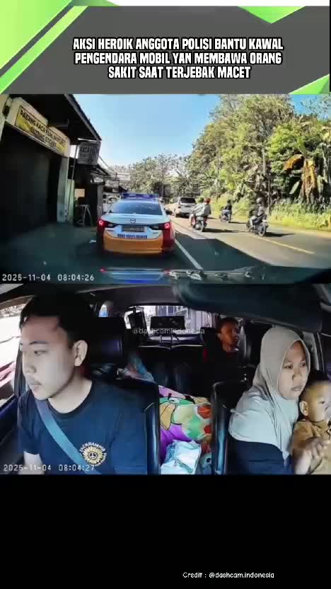 Aksi Heroik Polisi Bantu Pengemudi Mobil Yang Minta Kawal Saat Macet lantaran Bawa Orang Sakit. #videoedukasi  #heroik  #polisi 